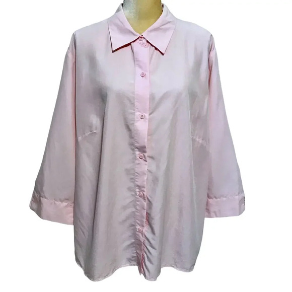 Liz Claiborne Pink Button Down Blouse Women 2X - Picture 1 of 12
